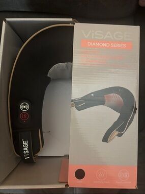 ViSage Black Neck & Shoulder Warmer & Massager with Beige Trim